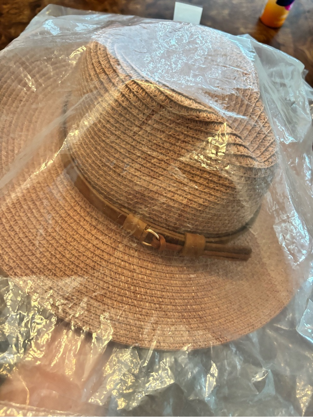 NEW Pink Straw Fedora Hat Faux Leather Band Wide Brim Summer Beach Boho - Picture 3 of 6
